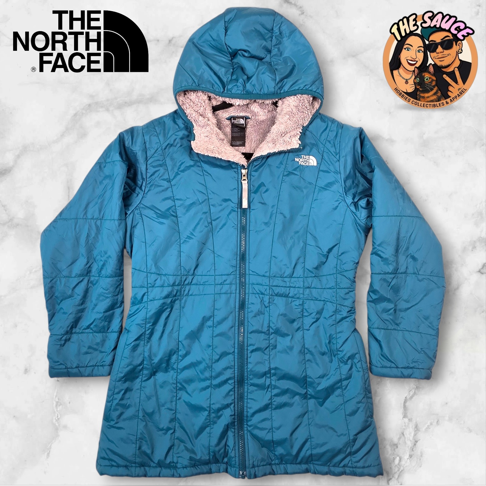 The North Face Junction Parka Womens L Teal Insulated Fleece Lined Coat Gorpcore